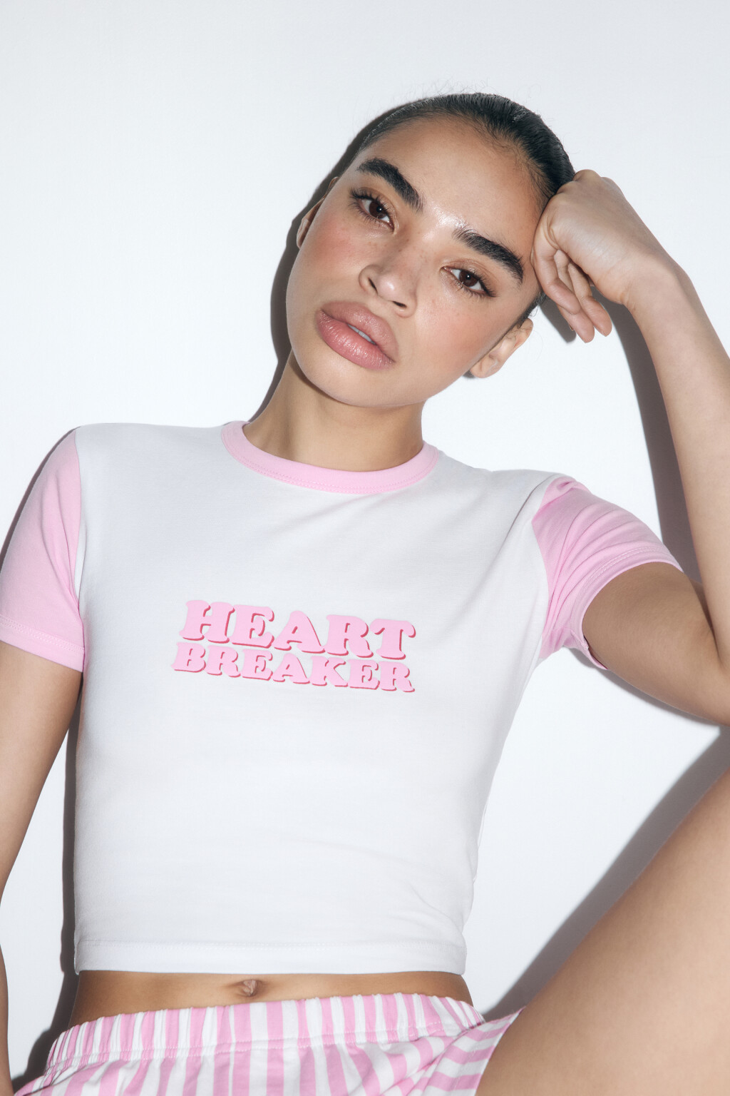 Футболка-топ домашняя с надписью - цвет белый - 1