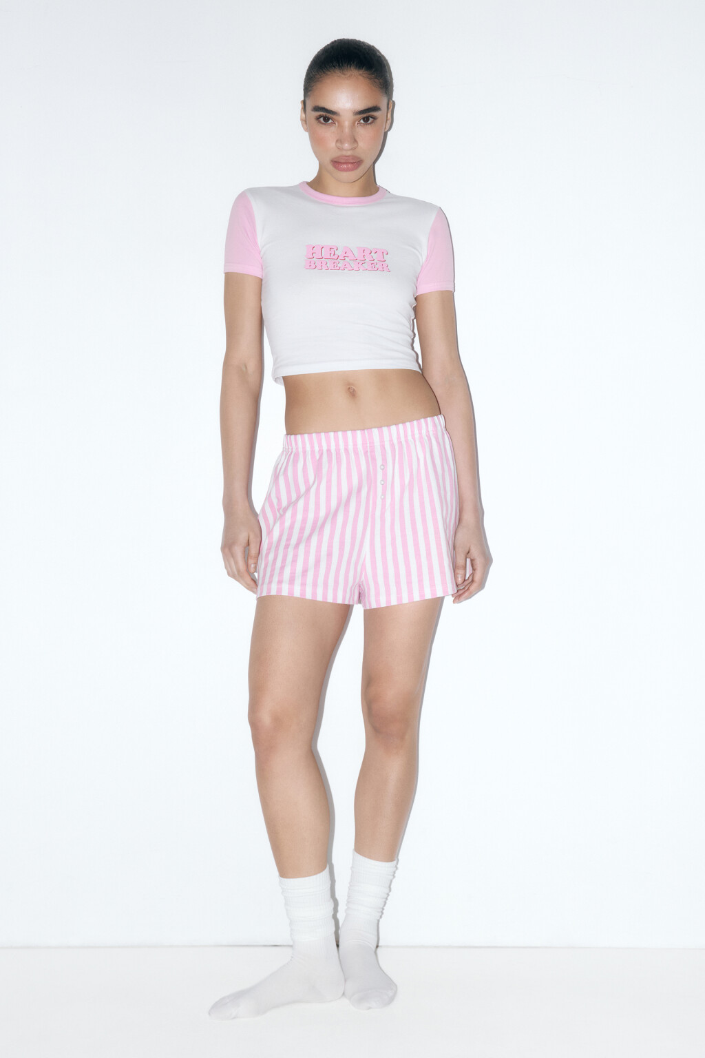 Футболка-топ домашняя с надписью - цвет белый - 4