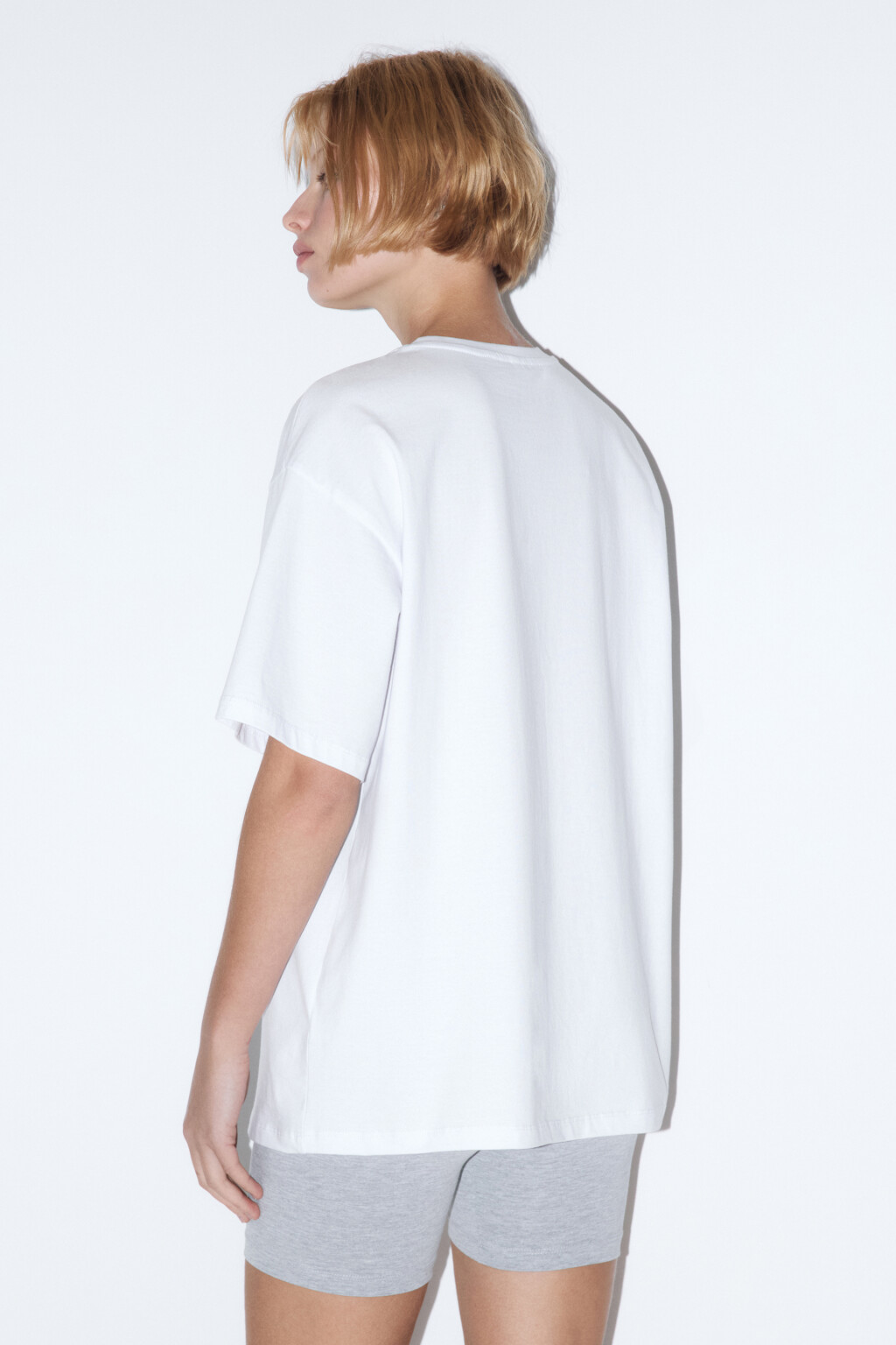 Футболка домашняя хлопковая с надписью - цвет белый - 3