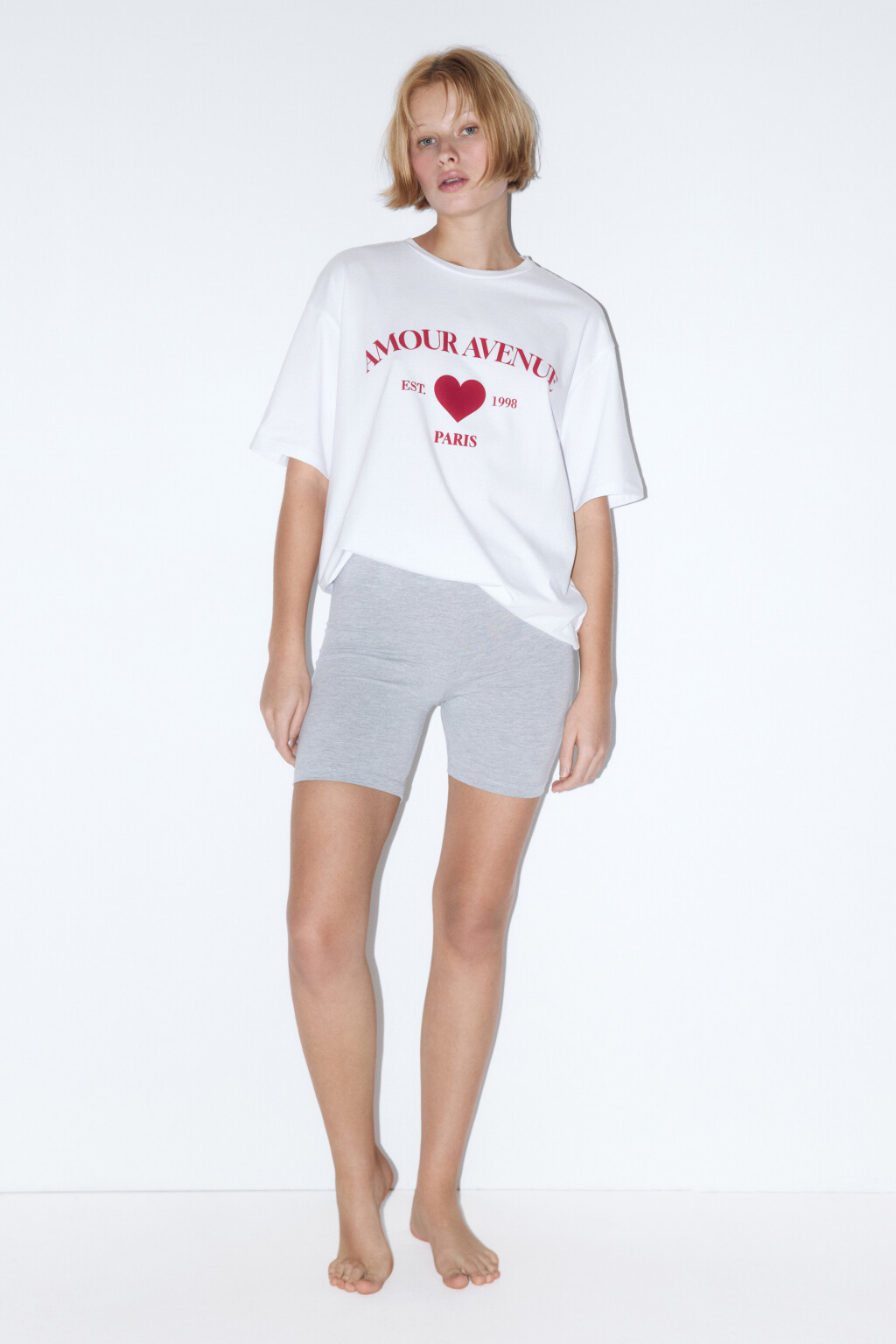 Футболка домашняя хлопковая с надписью - цвет белый - 4