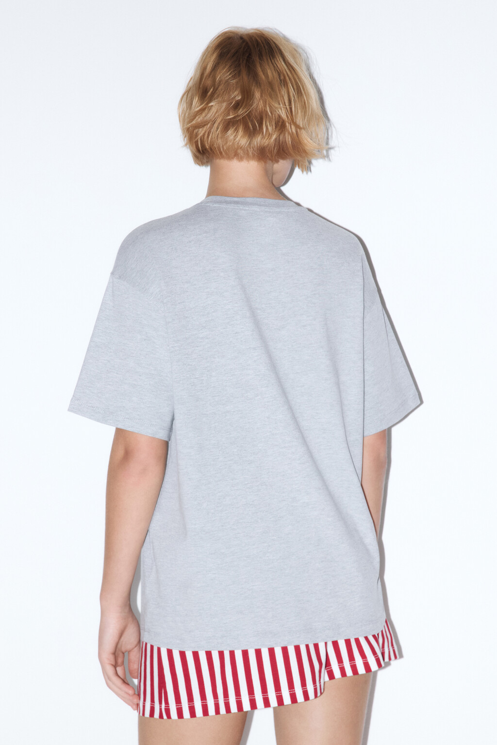 Футболка домашняя хлопковая с надписью - цвет серый - 3