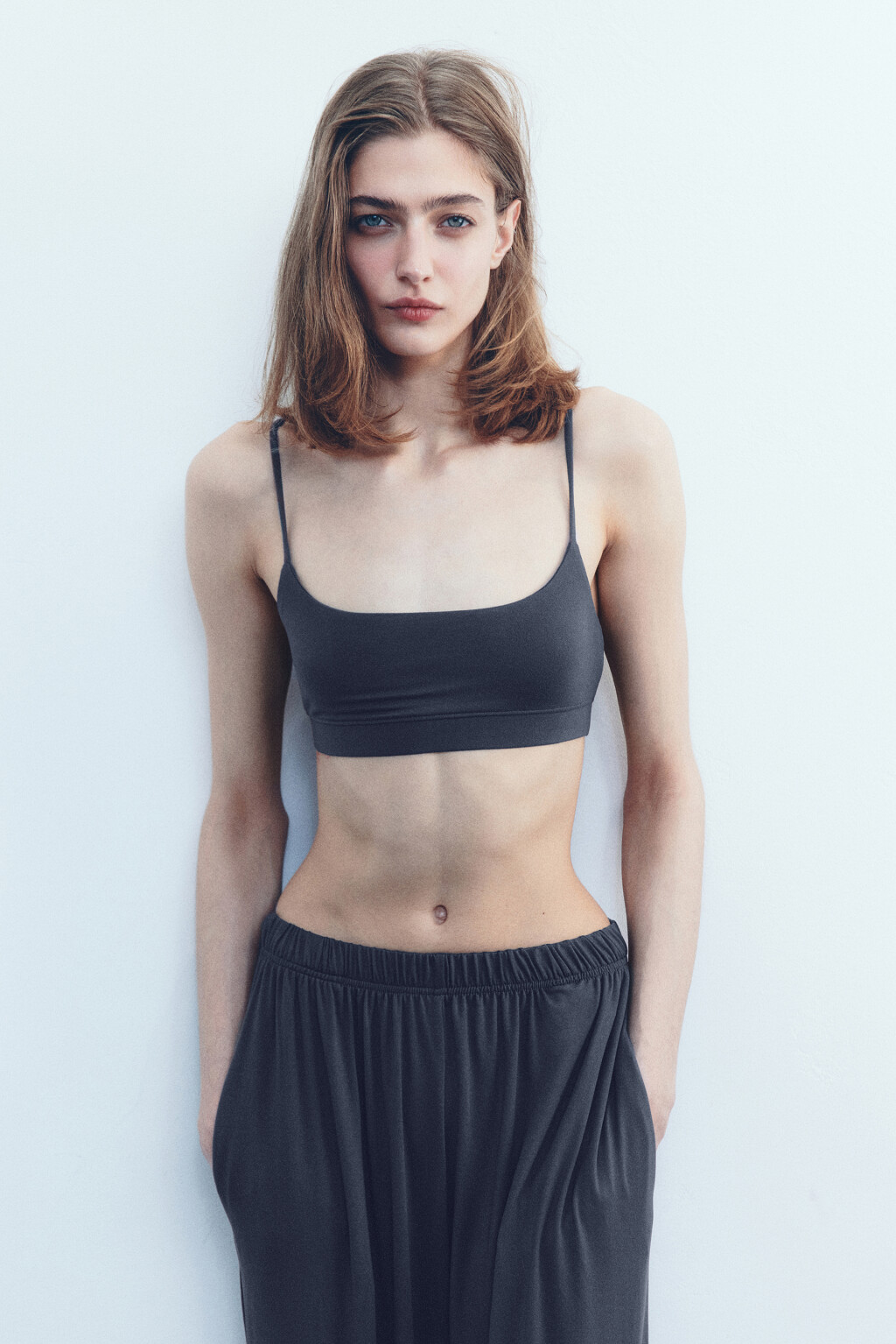 Топ-бюстгальтер домашний из трикотажа - цвет серый - 3