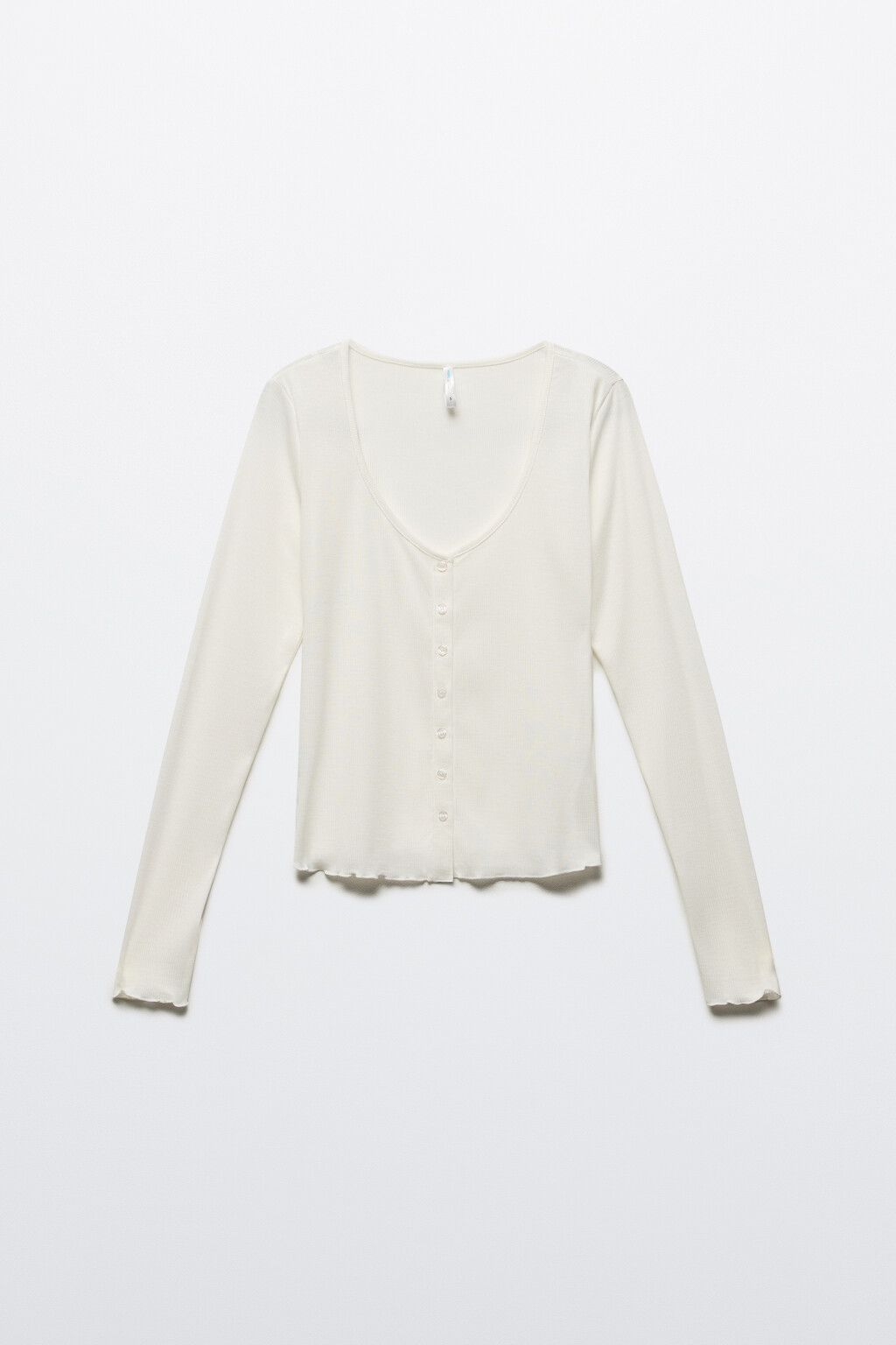 Лонгслив домашний с волнистыми краями - цвет ванильный - 8