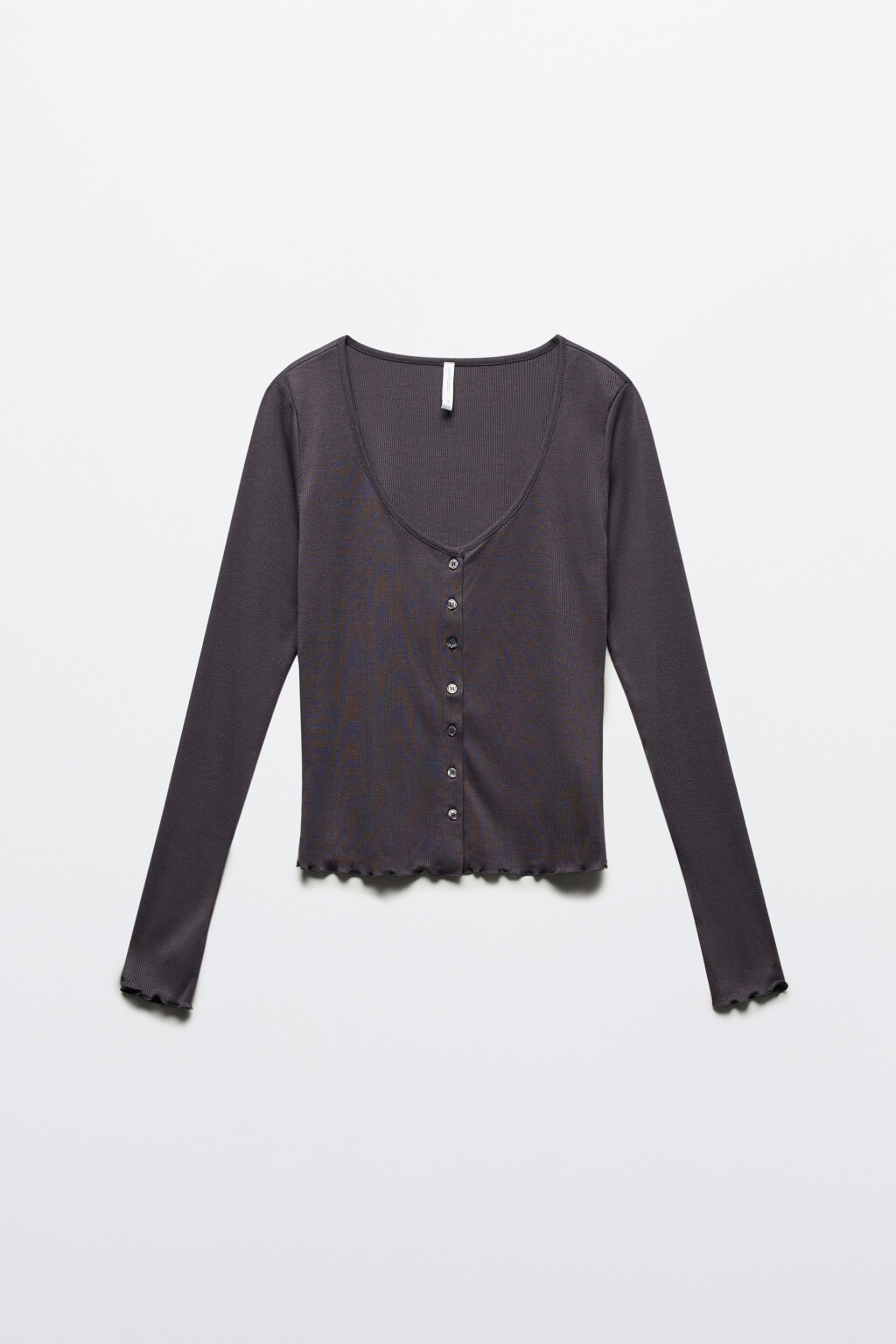 Лонгслив домашний с волнистыми краями - цвет серый - 8