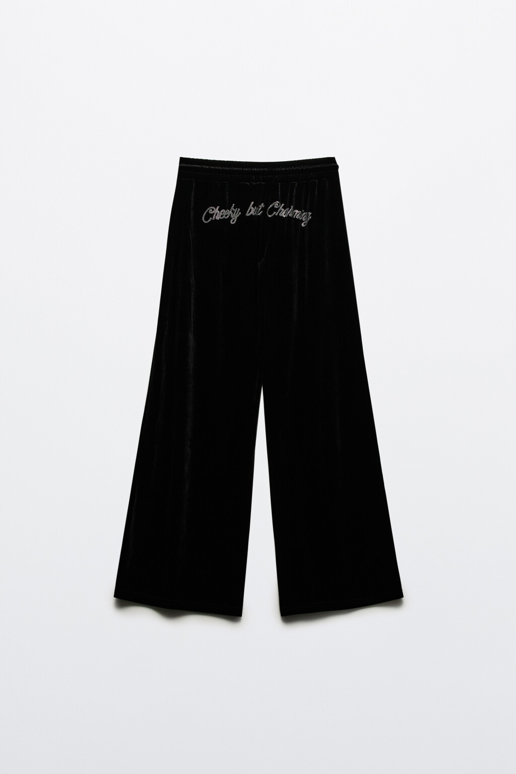 Брюки велюровые с принтом из страз - цвет черный - 10