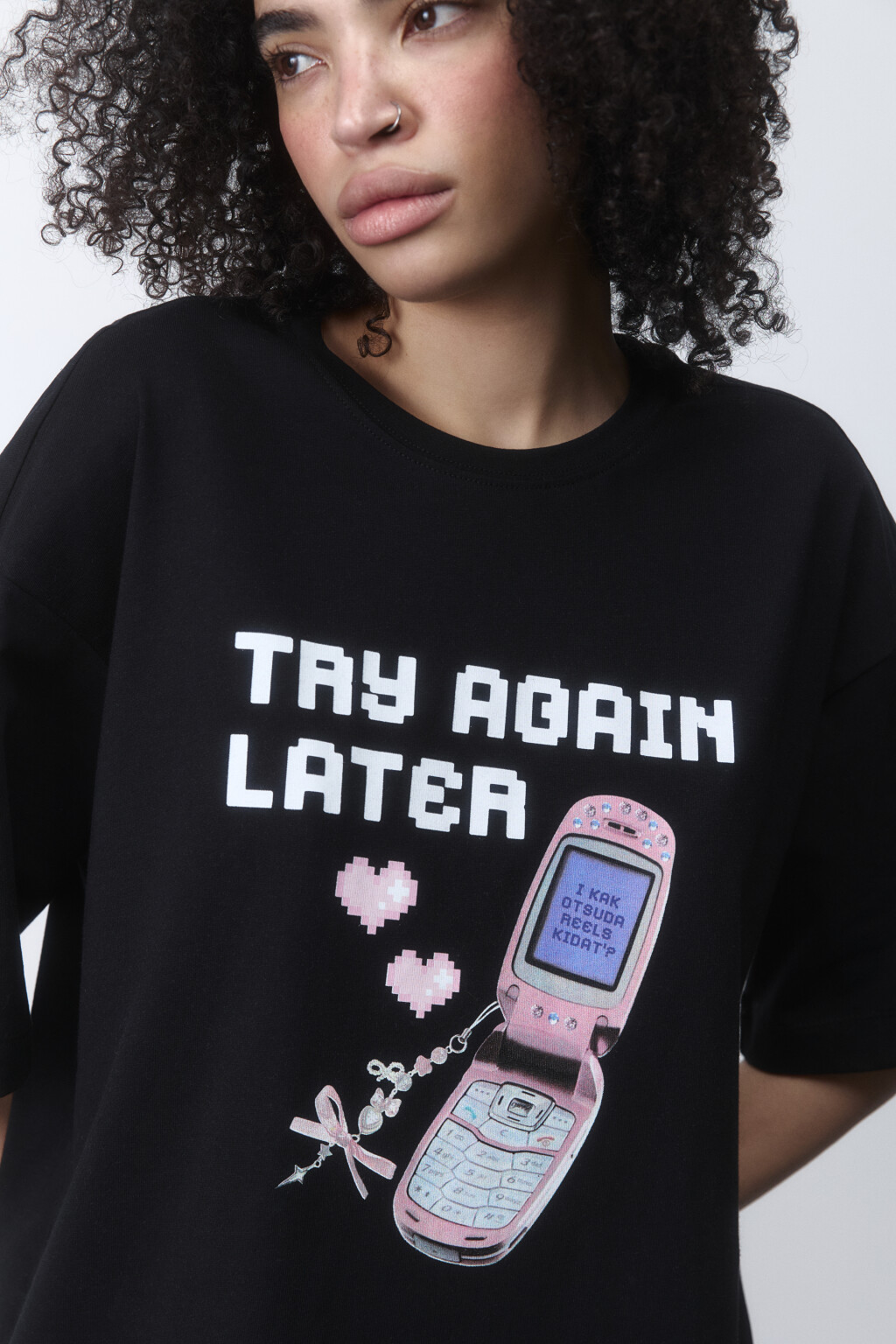 Футболка oversize с принтом y2k - цвет черный - 1