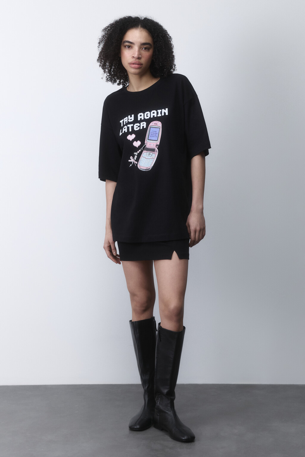 Футболка oversize с принтом y2k - цвет черный - 4