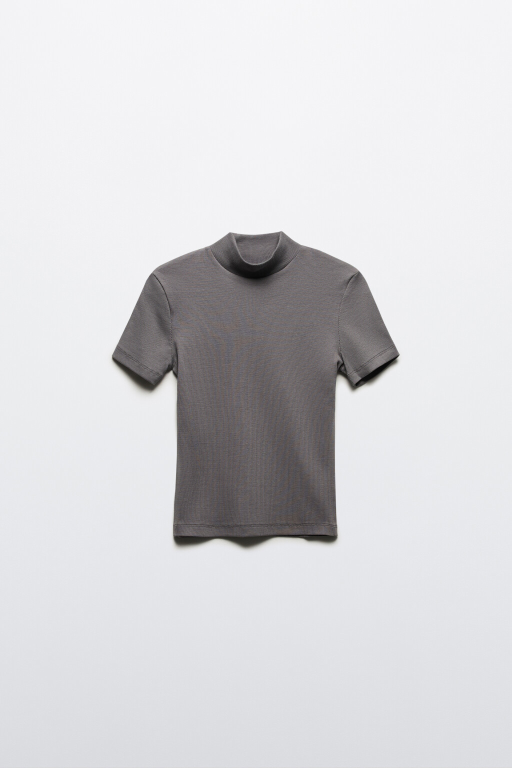 Футболка облегающая с воротником-стойкой - цвет серый - 8