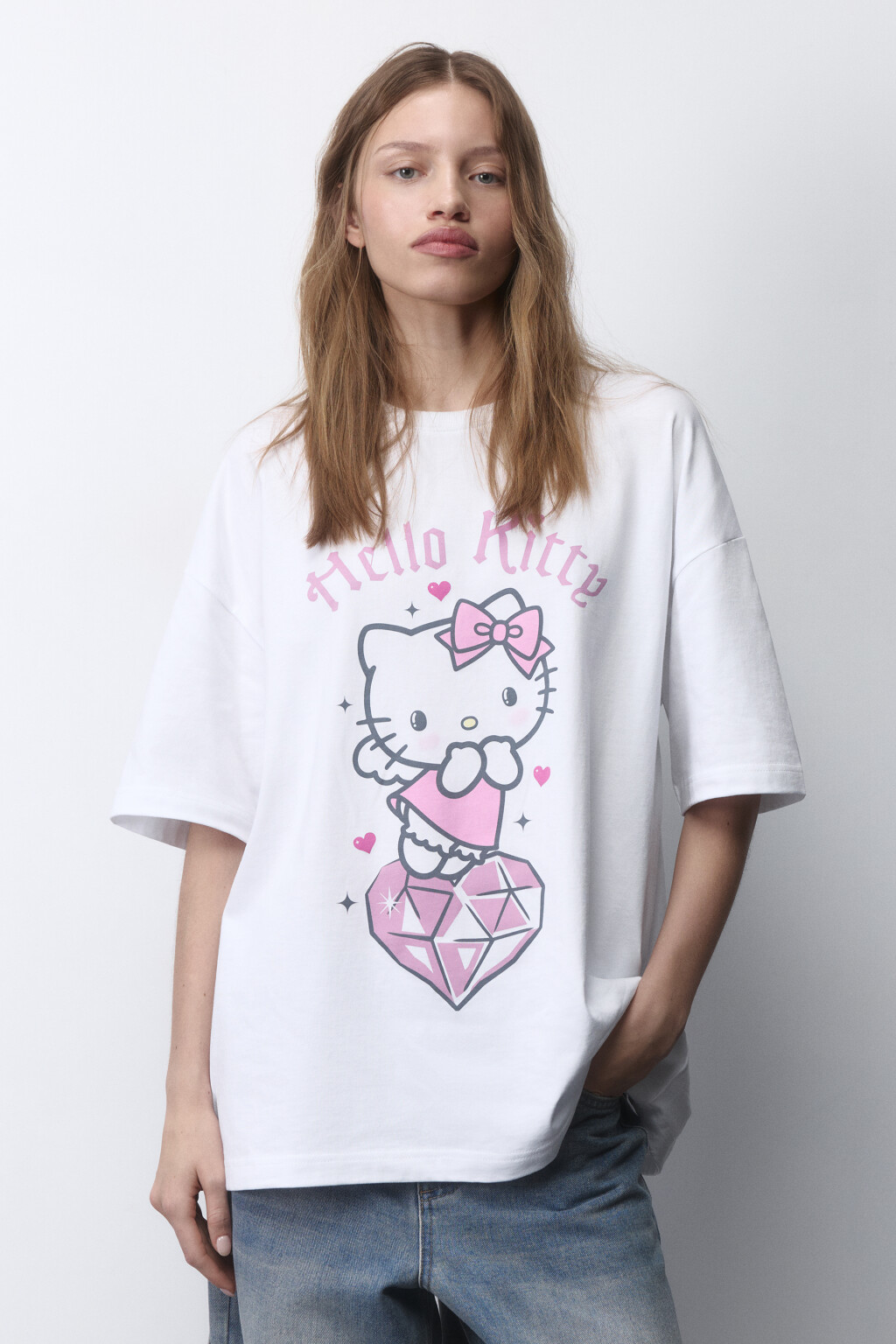 Футболка oversize хлопковая с принтом - цвет белый - 4