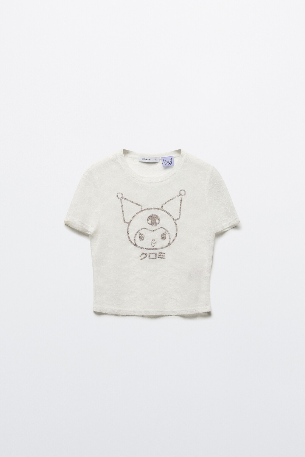 Топ-футболка из кружева с принтом - цвет белый - 8