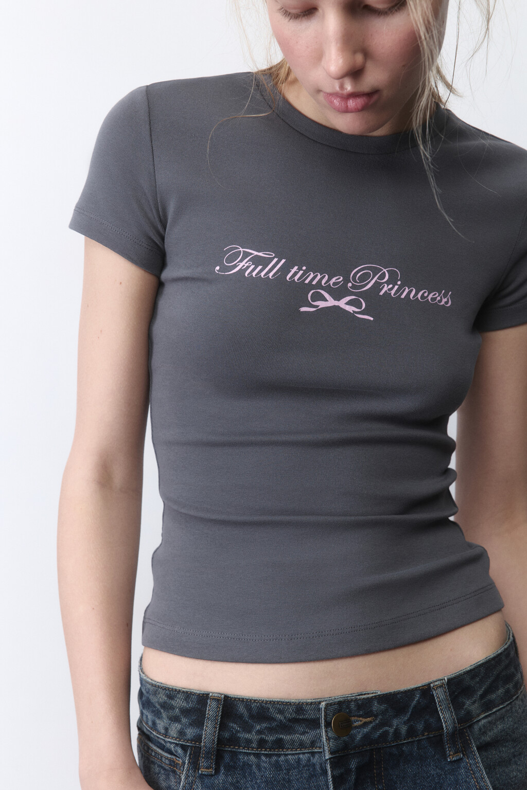 Футболка приталенная с принтом y2k - цвет серый - 1