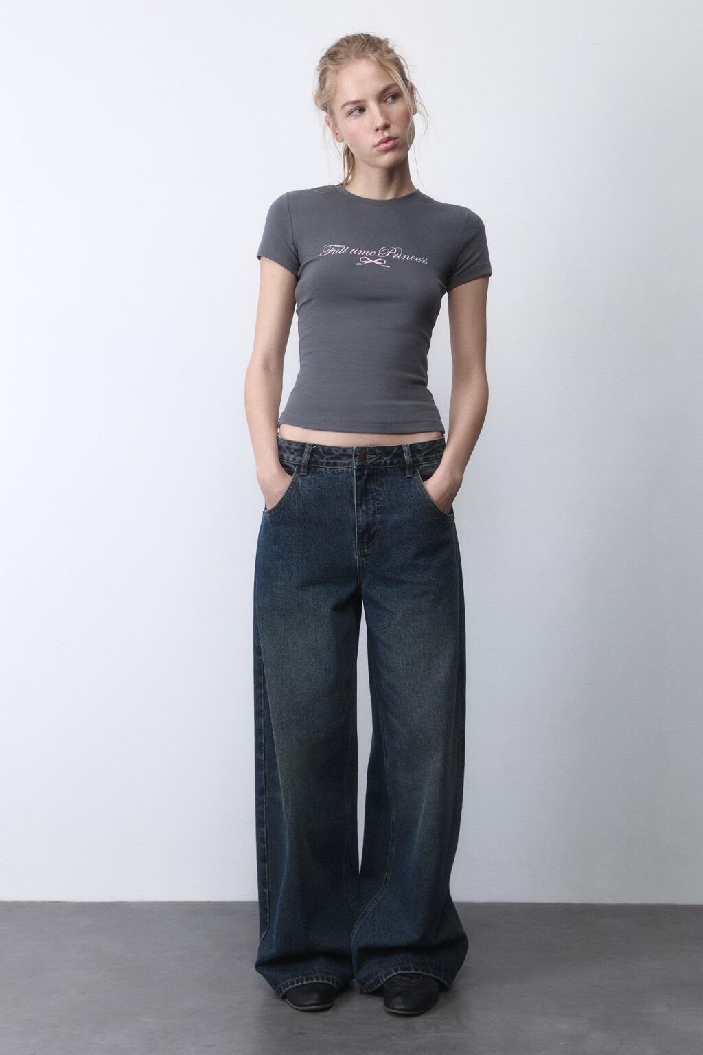 Футболка приталенная с принтом y2k - цвет серый - 4