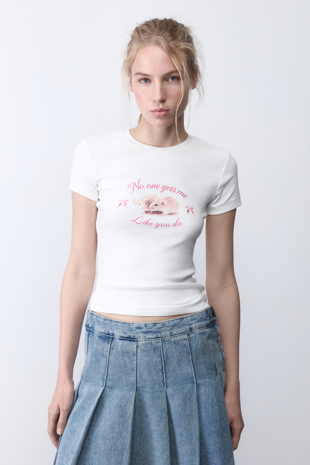 Футболка приталенная с принтом y2k - цвет белый - 2