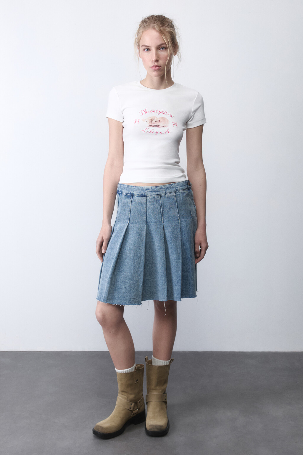 Футболка приталенная с принтом y2k - цвет белый - 4