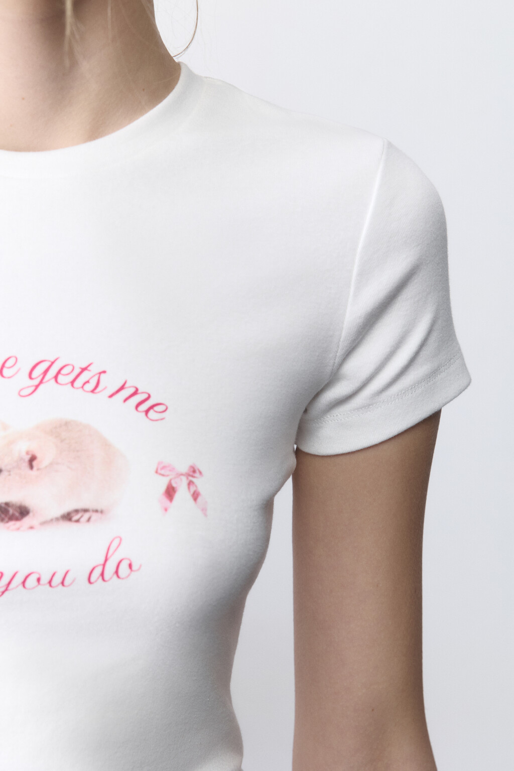 Футболка приталенная с принтом y2k - цвет белый - 5