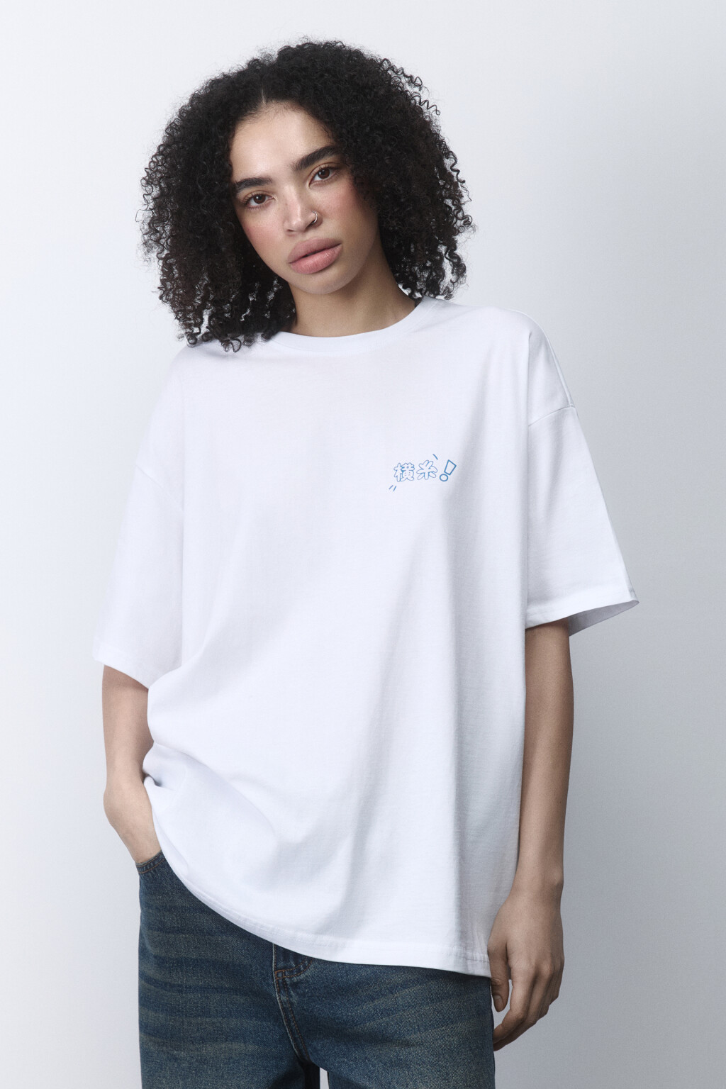 Футболка oversize хлопковая с принтом - цвет белый - 2