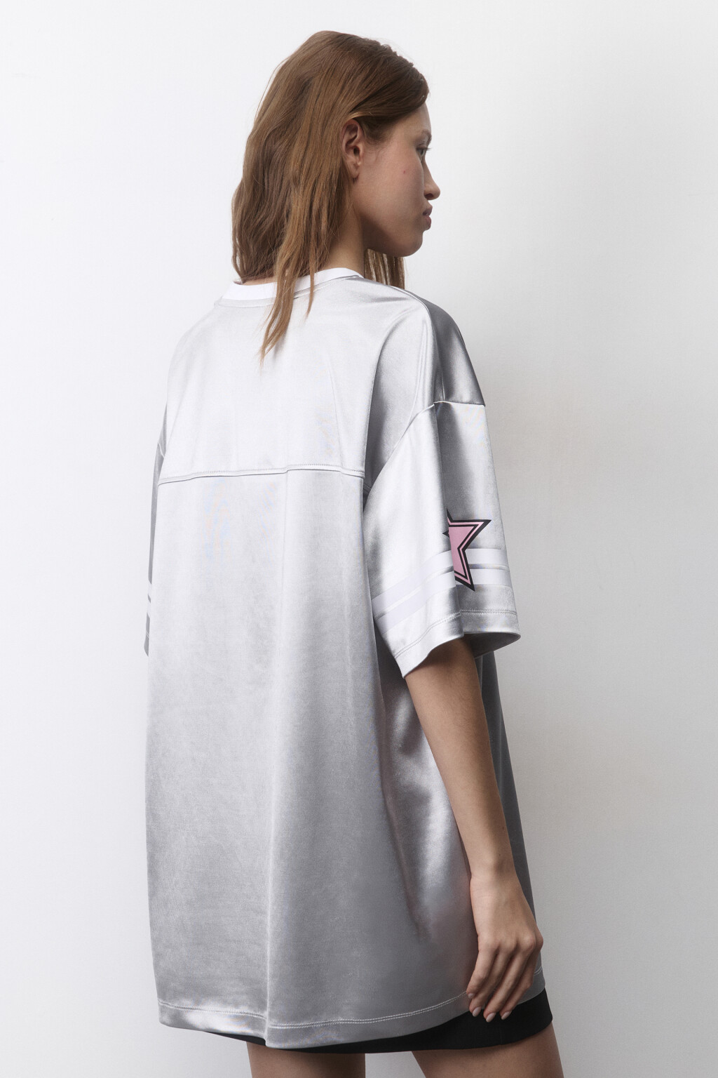 Футболка oversize спортивная с принтом - цвет серый - 4