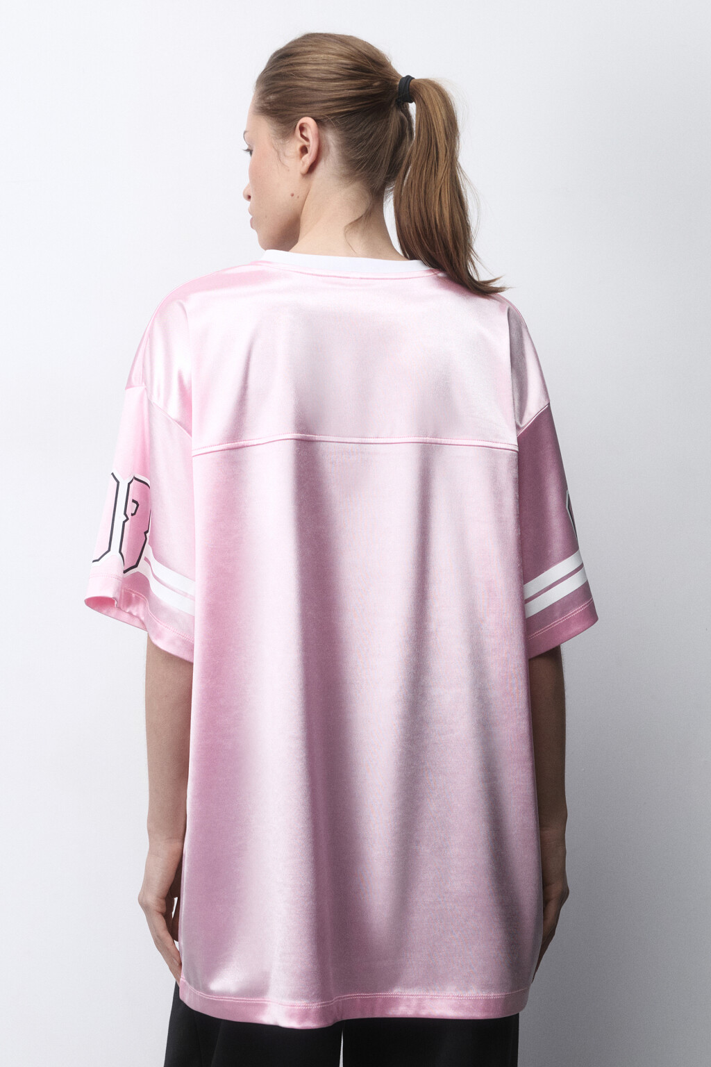 Футболка oversize спортивная с принтом - цвет розовый - 3