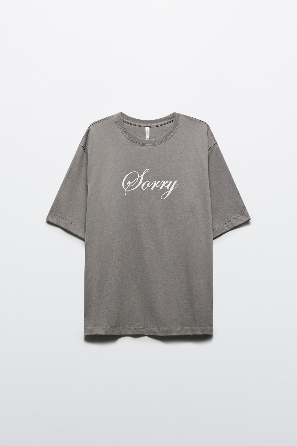 Футболка прямая хлопковая с принтом-надписью - цвет серый - 7