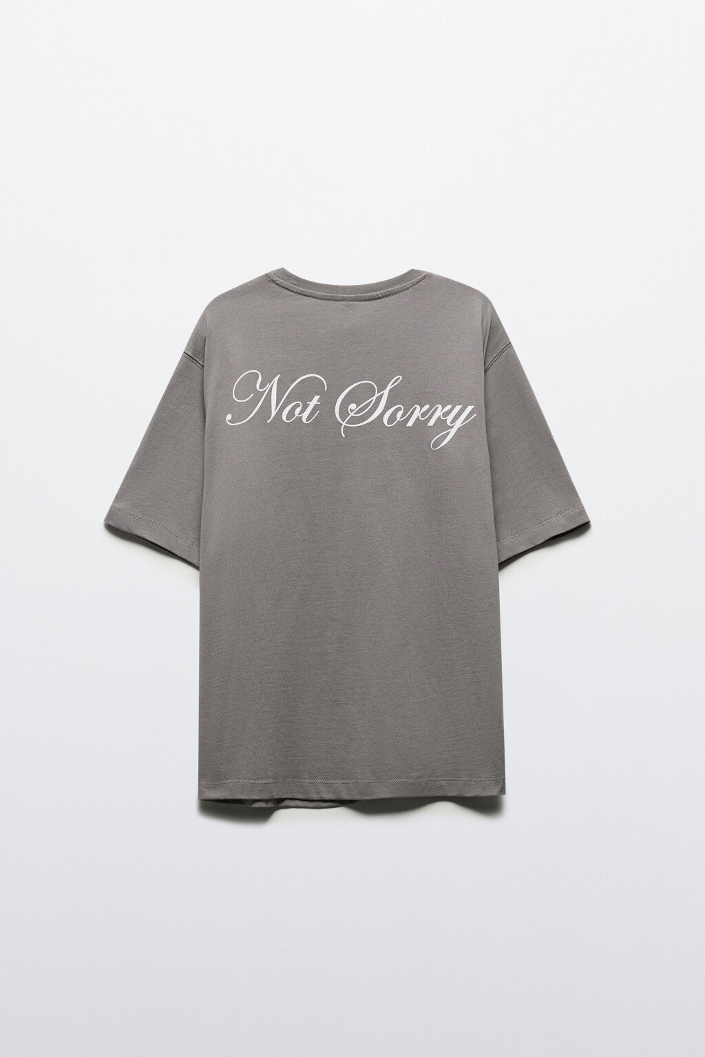Футболка прямая хлопковая с принтом-надписью - цвет серый - 8