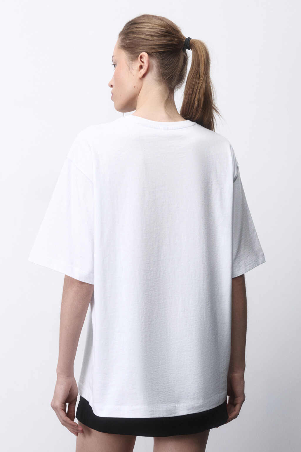 Футболка прямая хлопковая с принтом-надписью - цвет белый - 3