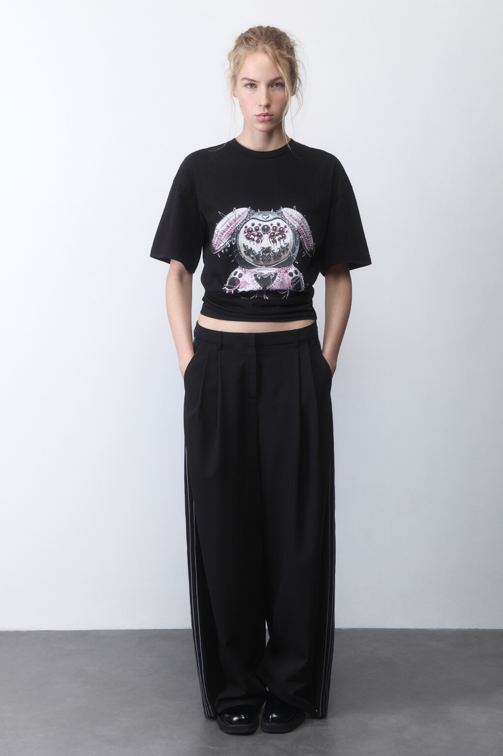 Футболка хлопковая с принтом - цвет черный - 4