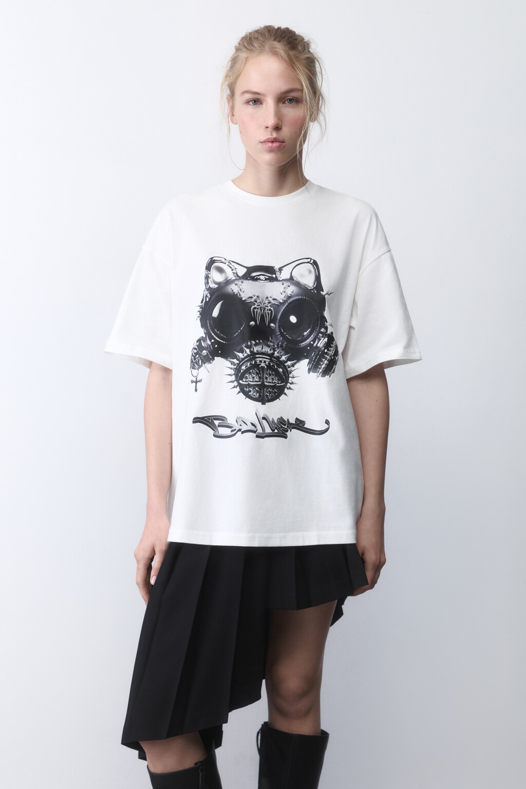 Футболка хлопковая с принтом - цвет белый - 2