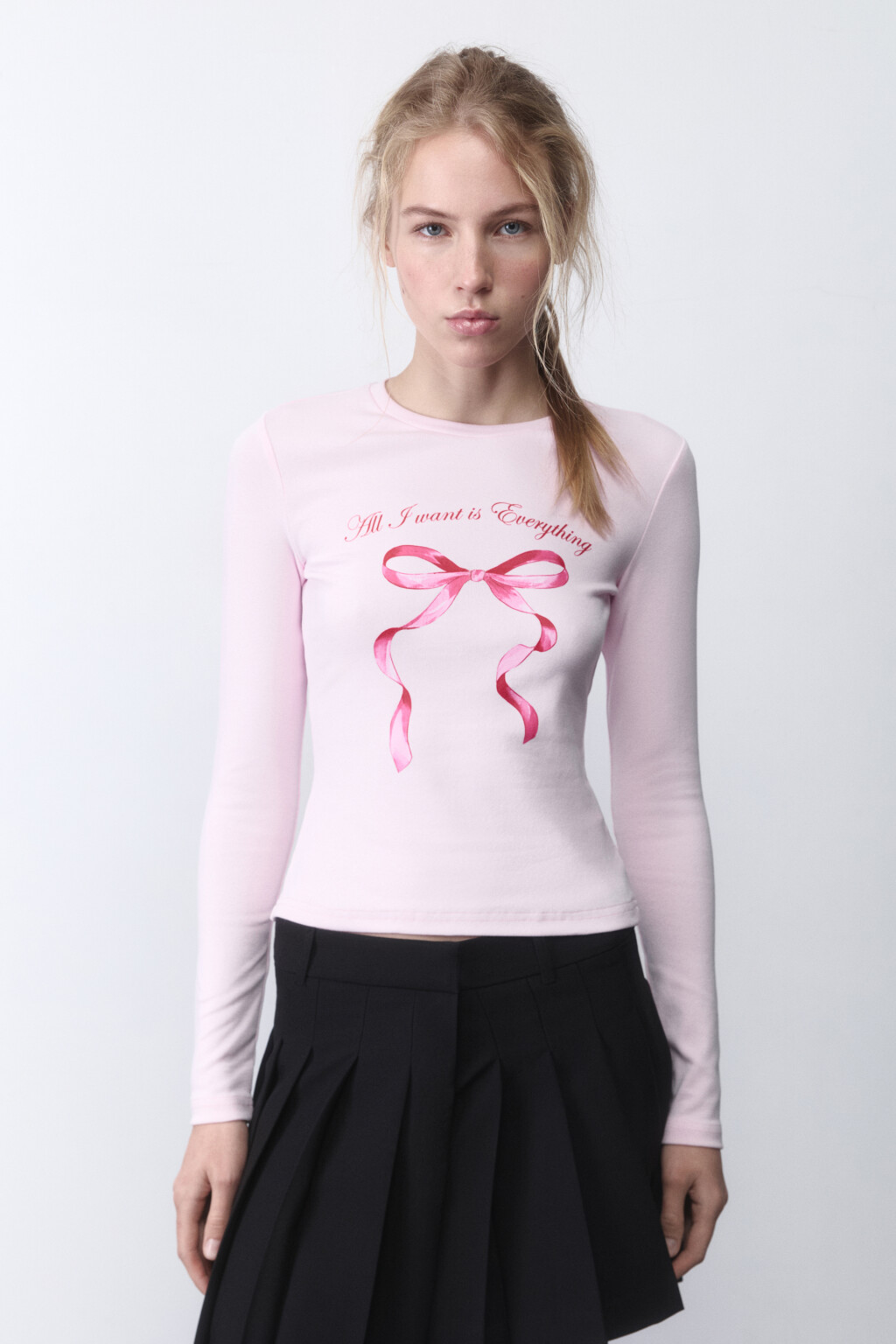 Лонгслив приталенный с принтом y2k - цвет розовый - 2