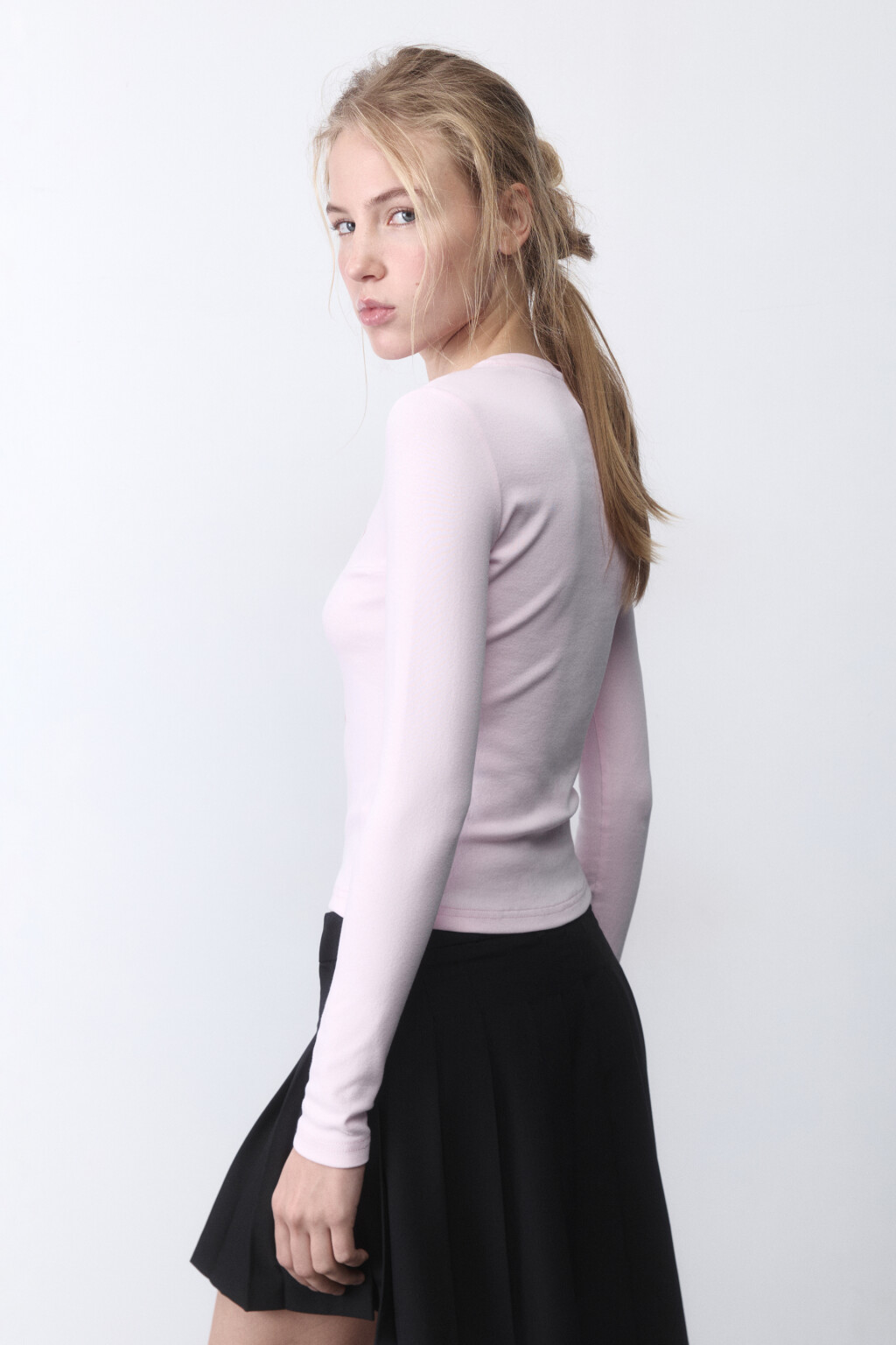 Лонгслив приталенный с принтом y2k - цвет розовый - 3