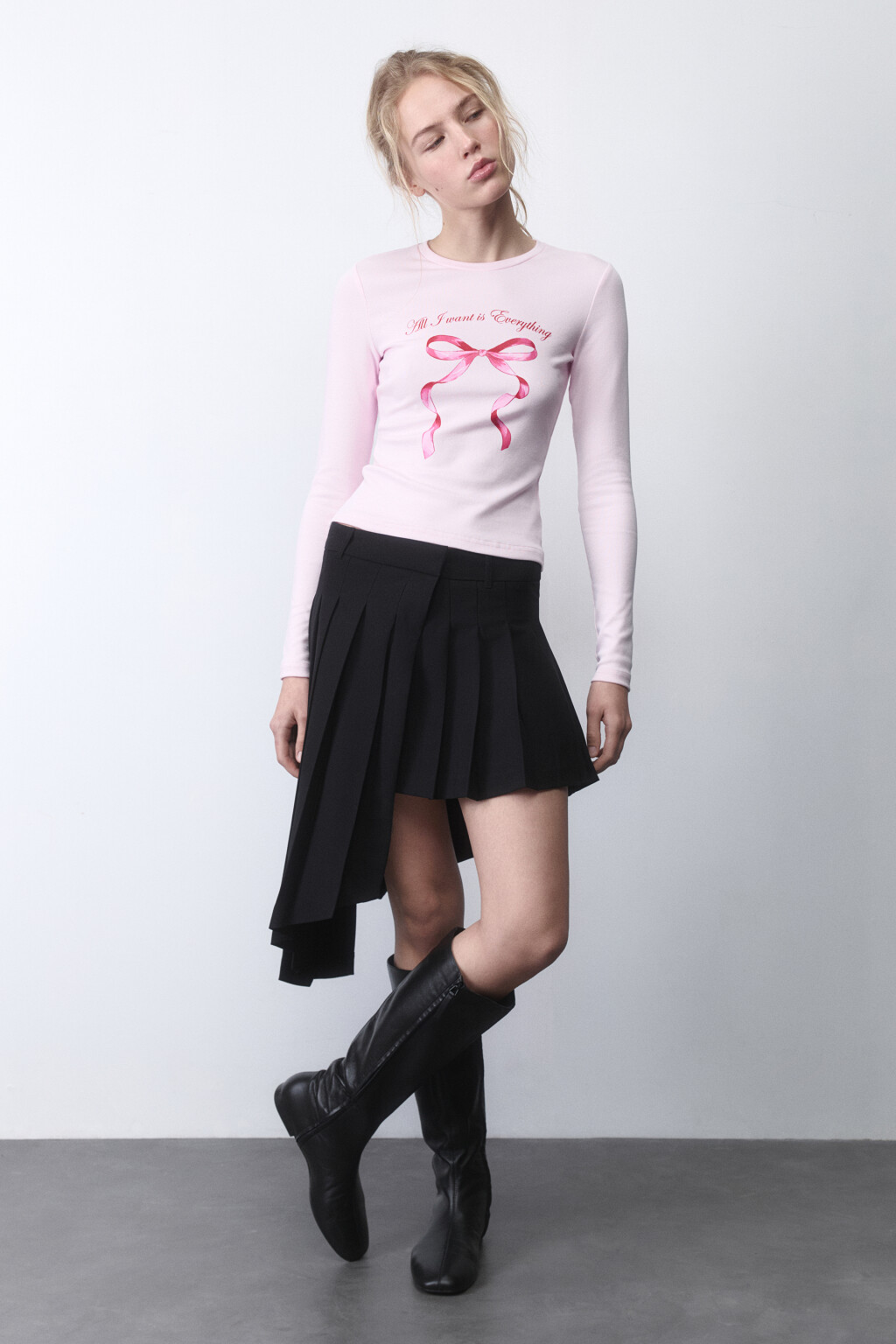 Лонгслив приталенный с принтом y2k - цвет розовый - 4