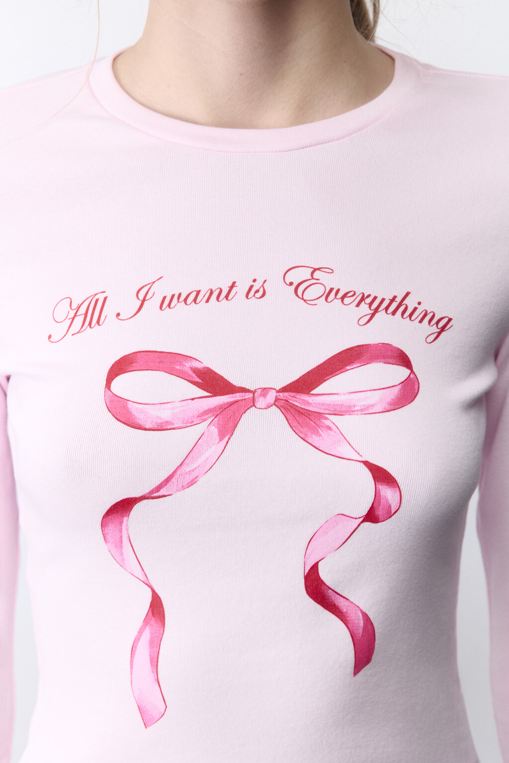 Лонгслив приталенный с принтом y2k - цвет розовый - 5