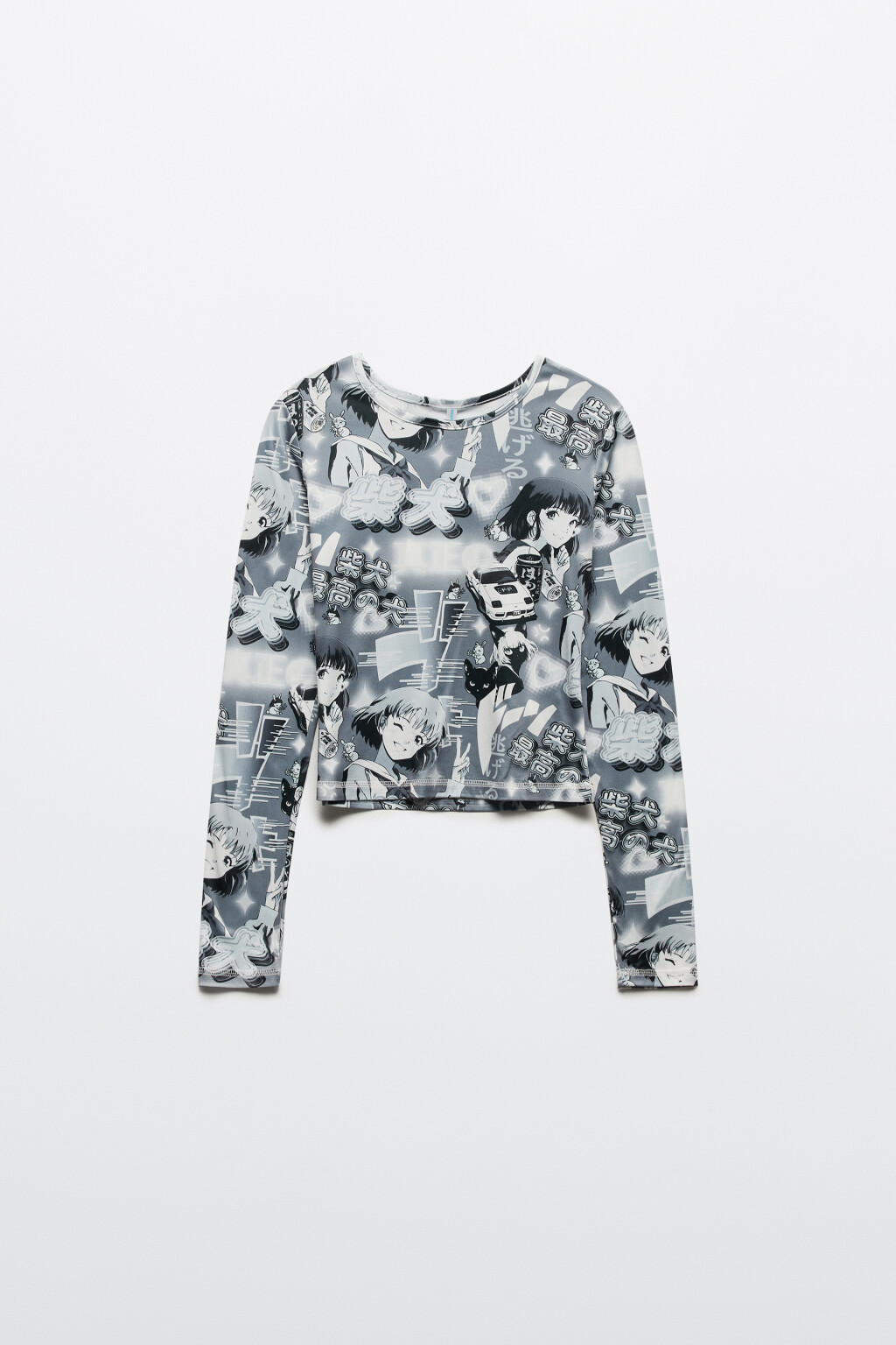Лонгслив с принтом в стиле аниме - цвет черный - 7