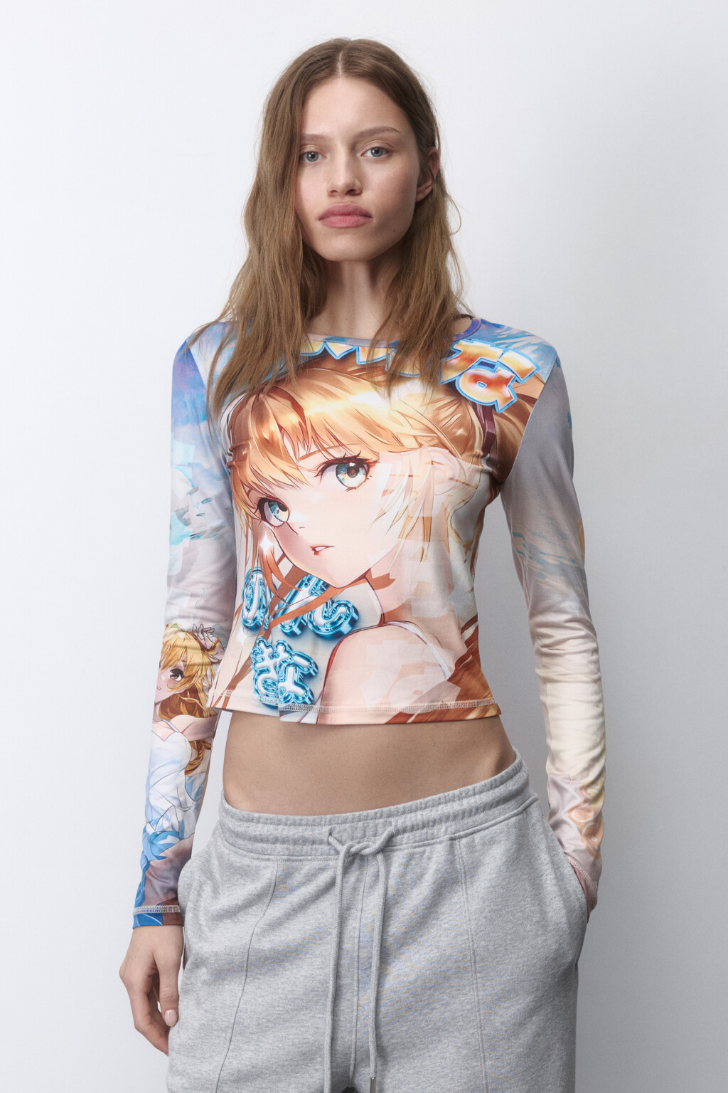 Лонгслив с принтом в стиле аниме - цвет мультиколор - 2