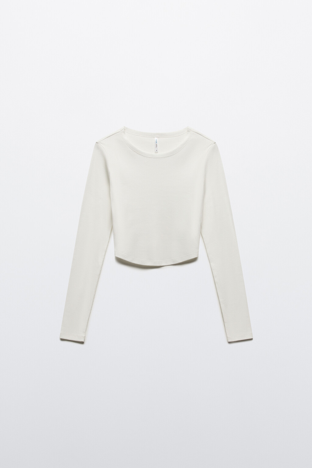 Лонгслив укороченный в рубчик - цвет молочный - 8