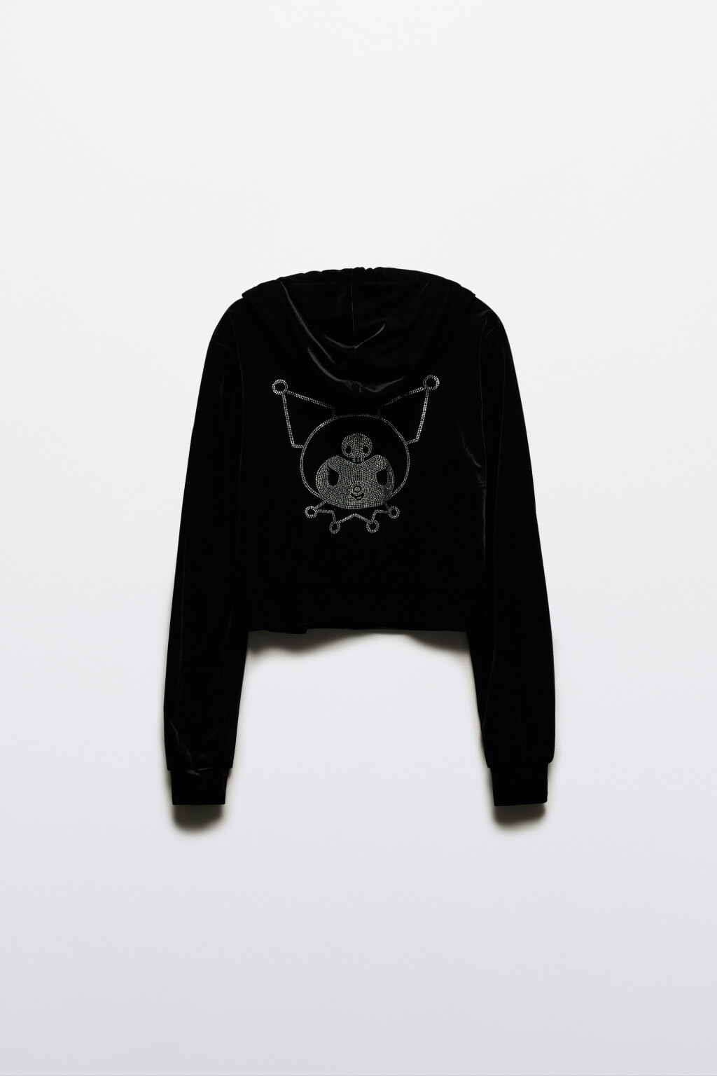 Толстовка велюровая с принтом из страз - цвет черный - 10