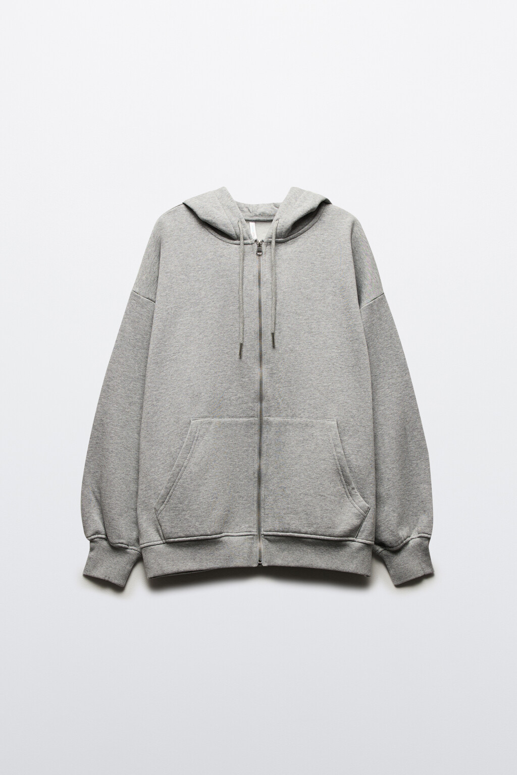 Худи на молнии оверсайз с принтом на спине - цвет серый - 9