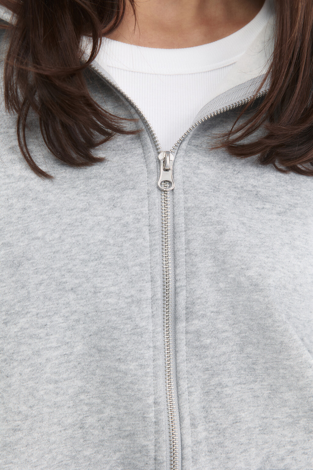 Худи на молнии оверсайз с принтом на спине - цвет серый - 6