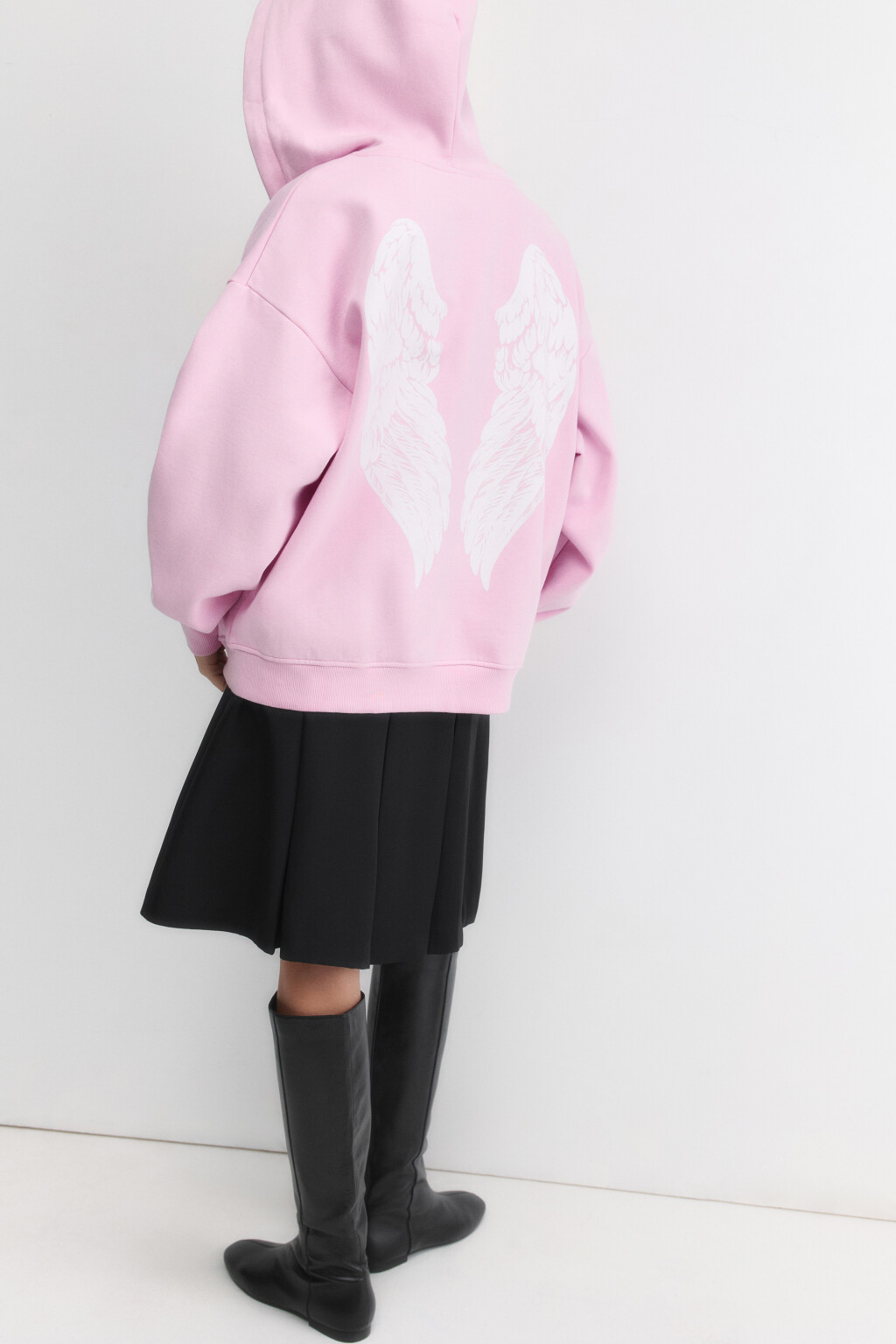 Худи-зипка oversize с принтом на спине - цвет розовый - 1