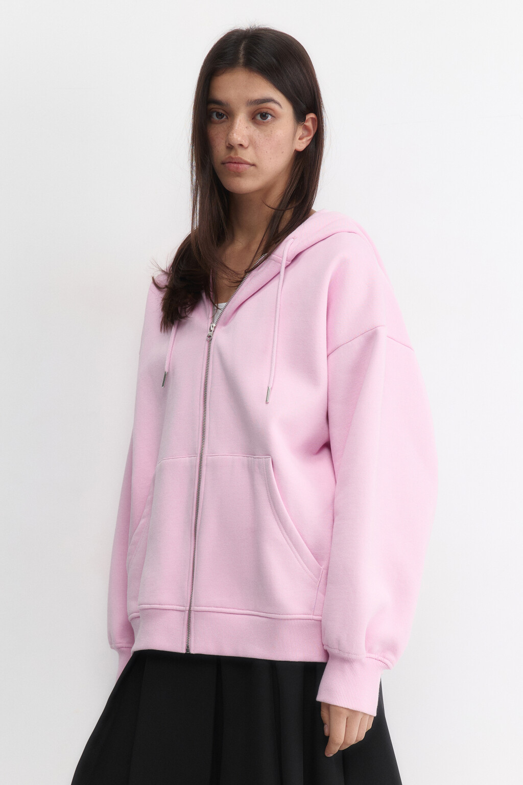 Худи-зипка oversize с принтом на спине - цвет розовый - 3