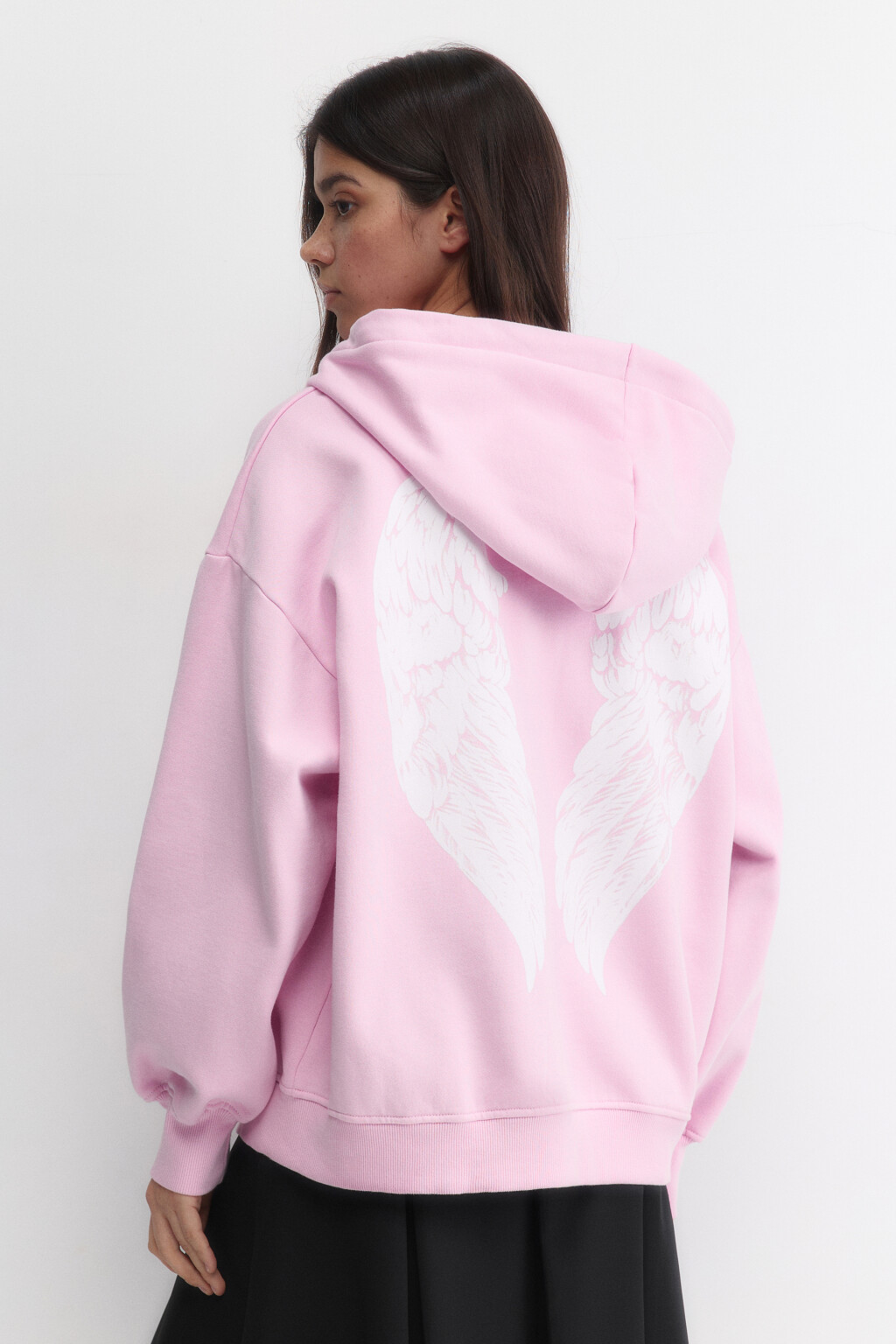 Худи-зипка oversize с принтом на спине - цвет розовый - 4