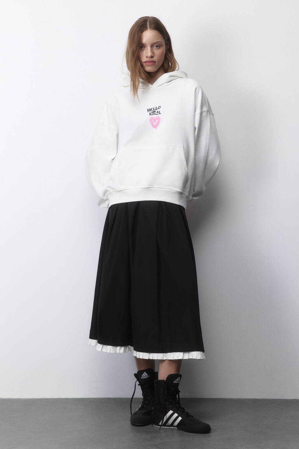 Худи oversize с принтом и капюшоном - цвет молочный - 6