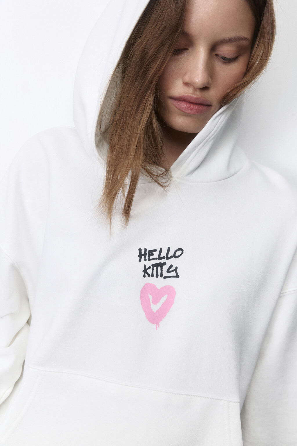 Худи oversize с принтом и капюшоном - цвет молочный - 7