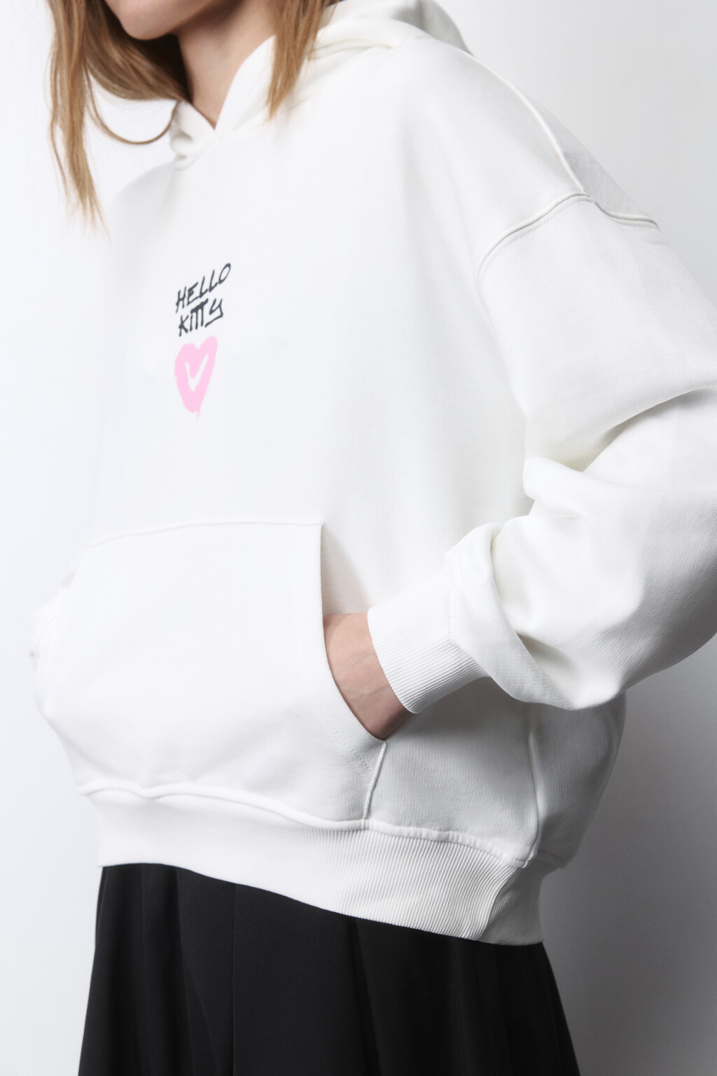 Худи oversize с принтом и капюшоном - цвет молочный - 8