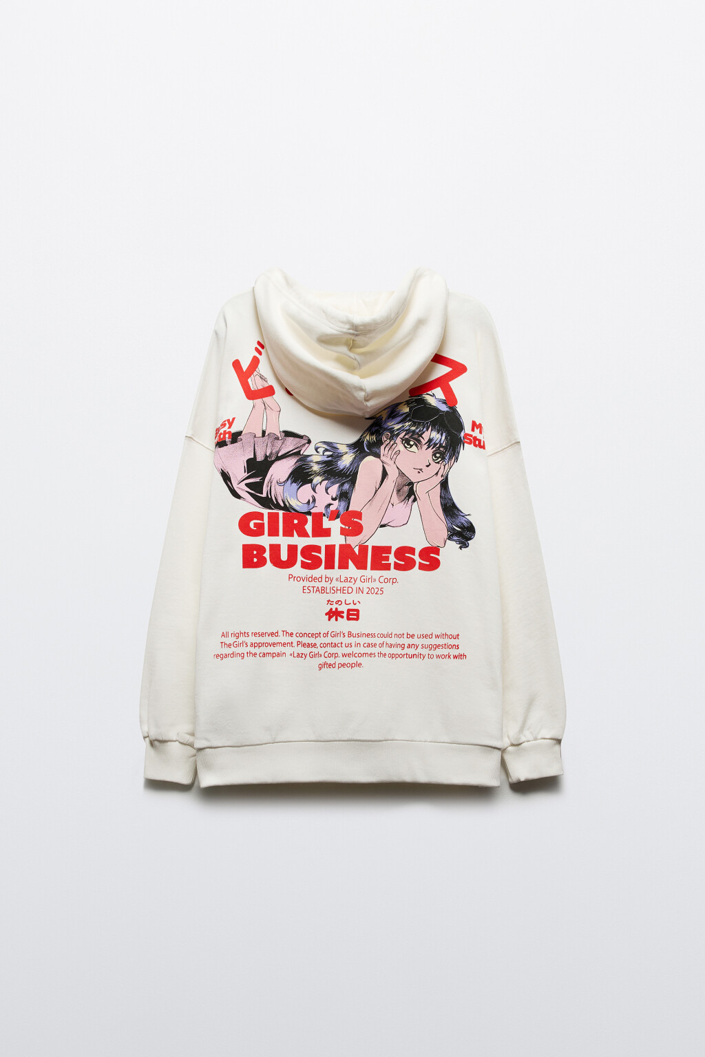 Худи oversize с капюшоном и принтом - цвет белый - 10