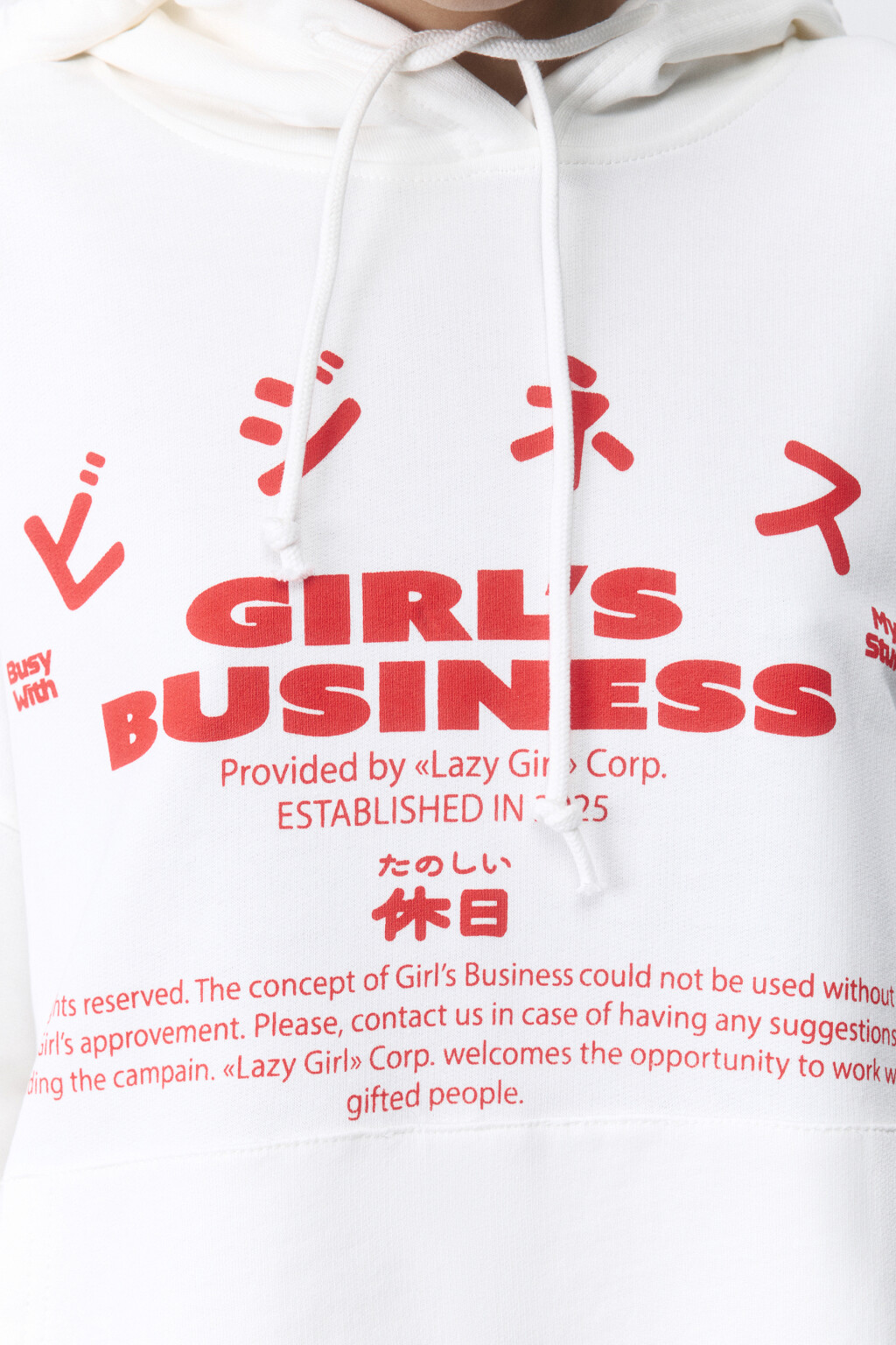 Худи oversize с капюшоном и принтом - цвет белый - 6