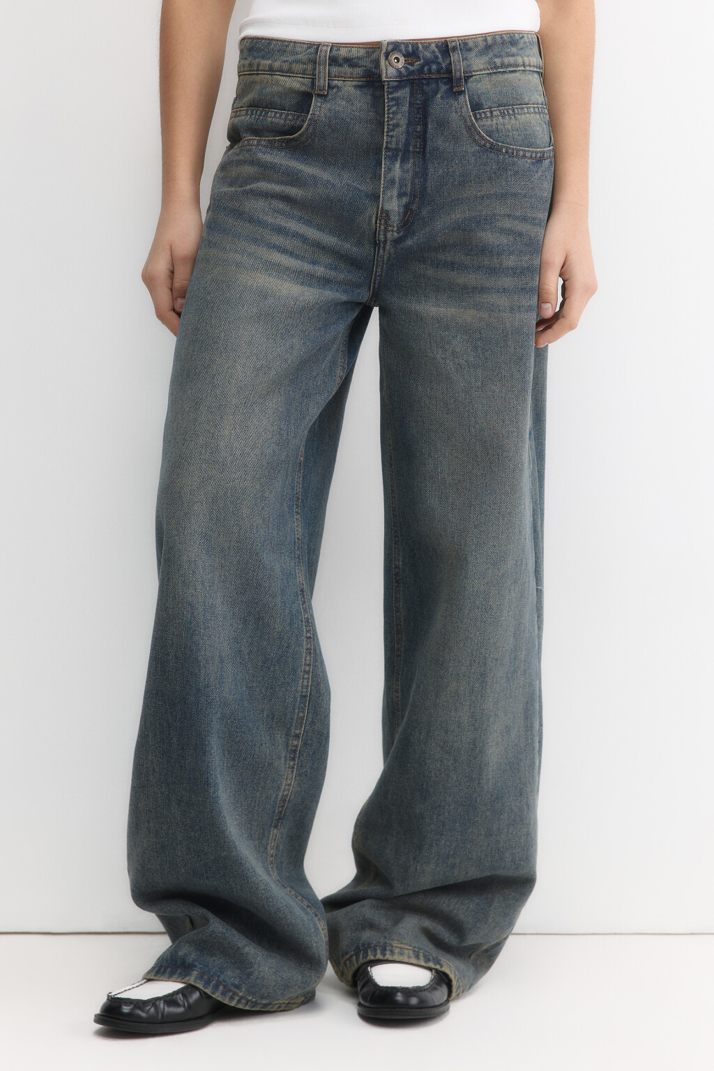 Джинсы baggy fit со средней посадкой - цвет темный тинт - 2
