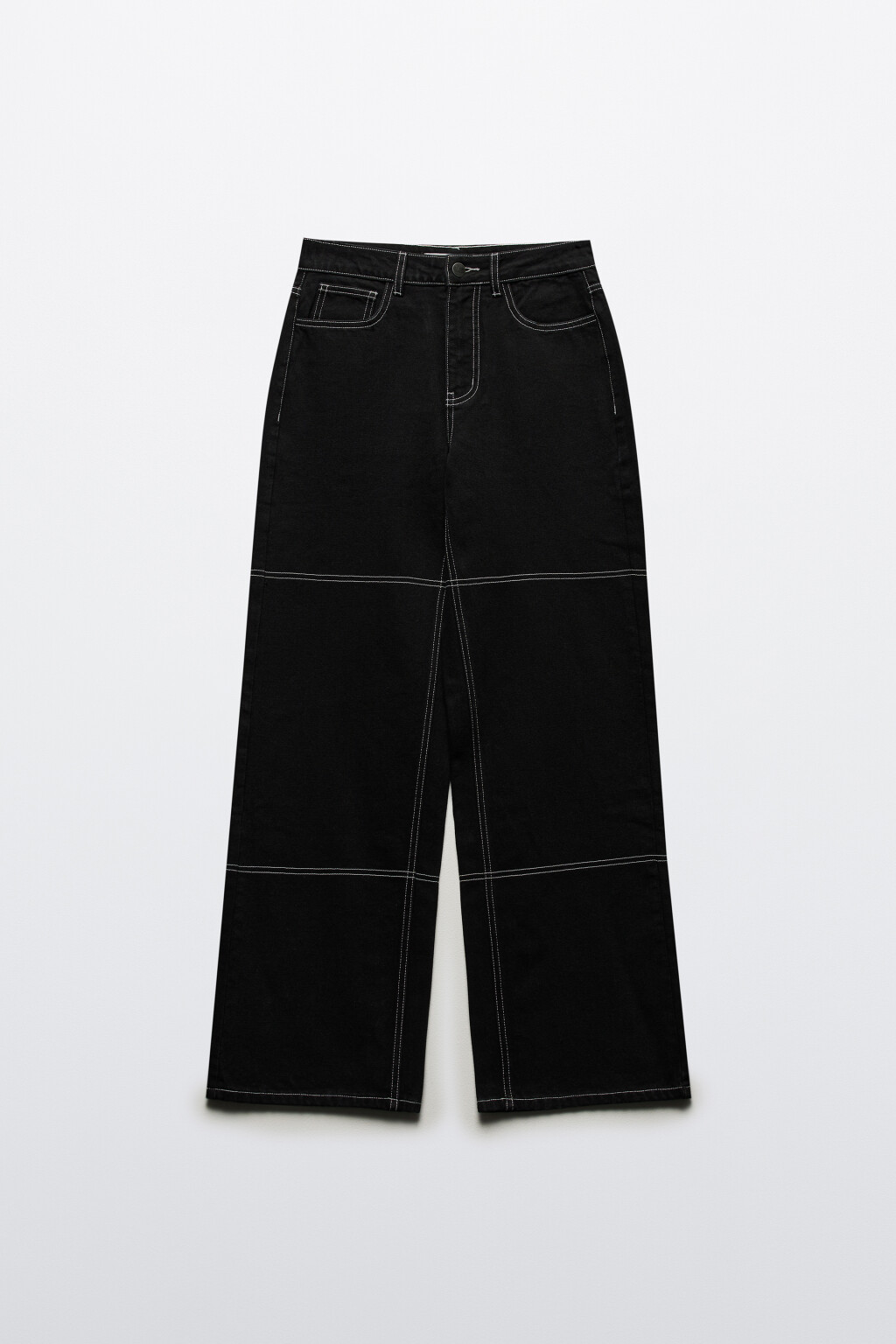 Джинсы широкие с контрастными швами - цвет черный - 8