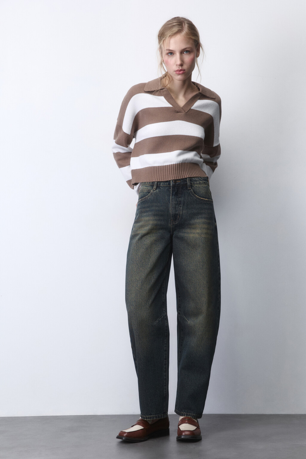 Джинсы barrel fit с высокой посадкой - цвет темный тинт - 1