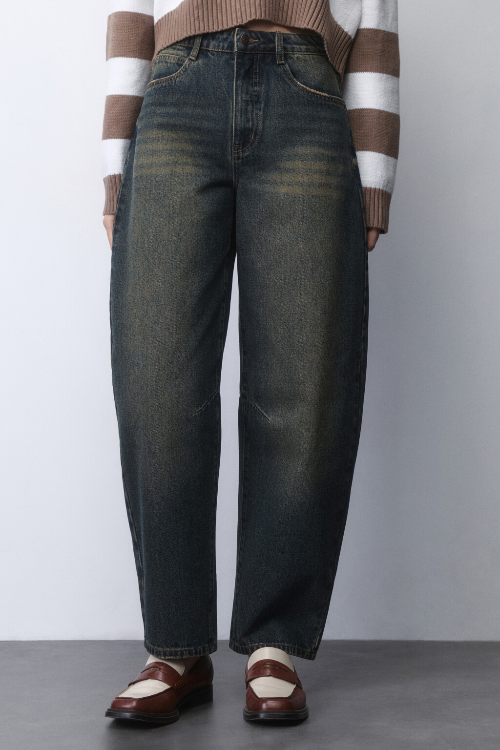 Джинсы barrel fit с высокой посадкой - цвет темный тинт - 2