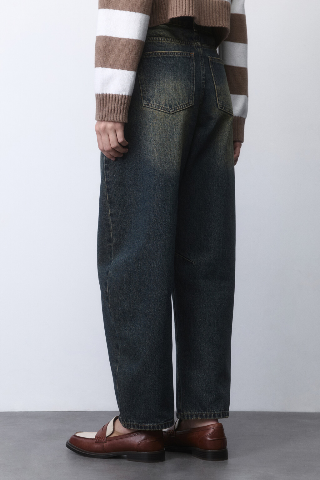 Джинсы barrel fit с высокой посадкой - цвет темный тинт - 4